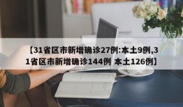 【31省区市新增确诊27例:本土9例,31省区市新增确诊144例 本土126例】