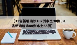 【31省新增确诊107例本土90例,31省新增确诊80例本土65例】