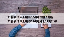 31省新增本土确诊106例:河北35例/31省新增本土确诊124例河北81例行踪