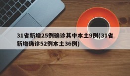 31省新增25例确诊其中本土9例(31省新增确诊52例本土36例)