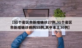 【31个省区市新增确诊27例,31个省区市新增确诊病例55例,其中本土30例】