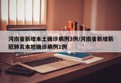 河南省新增本土确诊病例3例/河南省新增新冠肺炎本地确诊病例1例